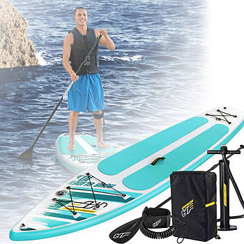 Надувна дошка для SUP серфінгу з плавником Bestway 65347 SUP-борд 320х79х12см бірюзовий