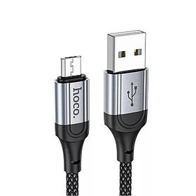 Кабель HOCO X102 USB to Micro 2.4A, 1m, nylon, aluminum connectors, Black yL.