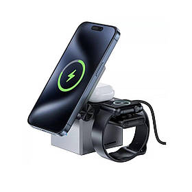 Бездротовий зарядний пристрій ACEFAST E18 Rubik's Cube 3-in-1 wireless charging holder Metal Gray yL.
