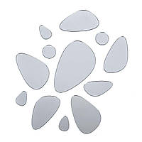 Дзеркальний декор акриловий самоклеючий Камінці срібло, 12шт (D) SW-00002496