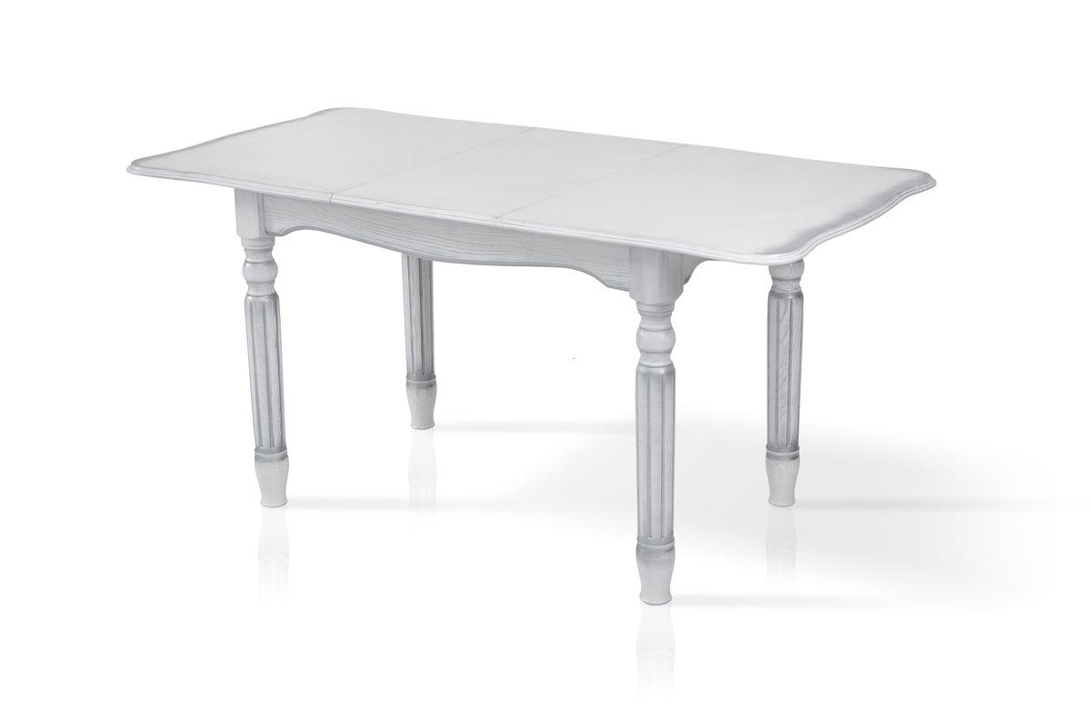 Стіл обідній Венеція (120+40)/80, білий+сріб патин