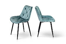 Стілець Прадо чорний/ велюр аквамарин, фото 3