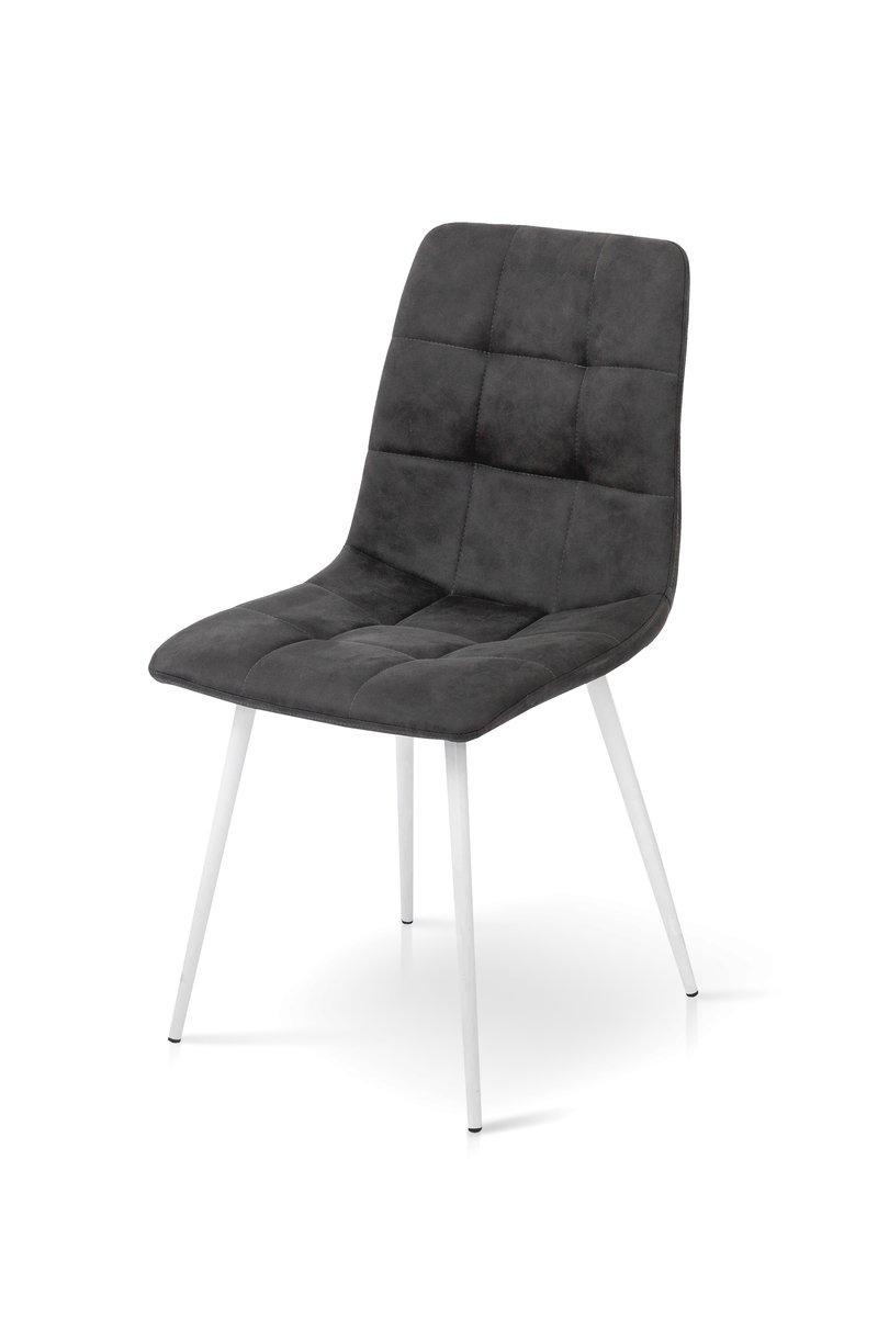 Стілець Чілі (круглий) білий/мкфібра вінтаж сірий