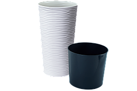 Горщик для квітів високий підлоговий "Ф'южн" 22 л d35,5×66 см Білий Алеана