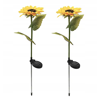 Світильник садовий на сонячних батареях з квітами, Соняшниками 2 шт., для двору, тераси
