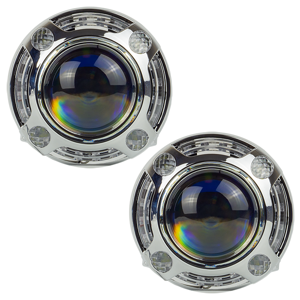 Маска декоративна для автомобільних фар DriveX MS A-106 3.0" Silver White з вбудованою підсвіткою