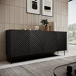 Комод широкий з рефленими фасадами ONDA 4D2SZ CAMA чорний
