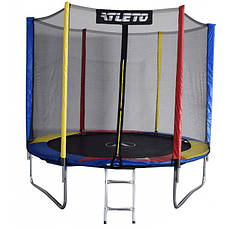 Батут Atleto 183 см з зовнішньою сіткою Multicolor + м’ячик у подарунок