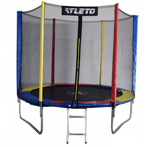 Батут Atleto 183 см з зовнішньою сіткою Multicolor + м’ячик у подарунок, фото 1