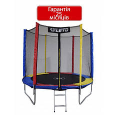 Батут Atleto 183 см з зовнішньою сіткою Multicolor + м’ячик у подарунок, фото 5