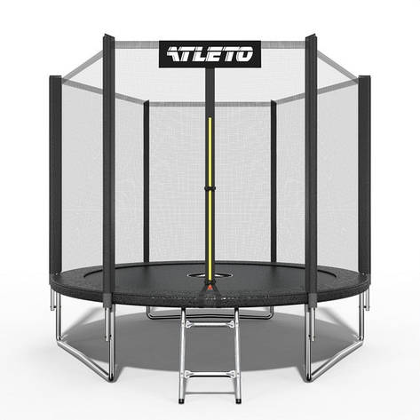 Батут дитячий з сіткою та драбинкою 183 см Atleto чорний, фото 1