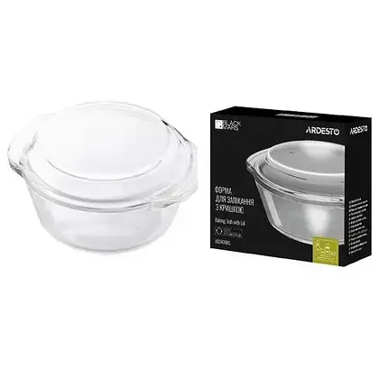 Форма для запікання з кришкою Ardesto Black Mars, кругла, 1,5 л, 23,3х20,6х10,2 см (AR2406BG), фото 1