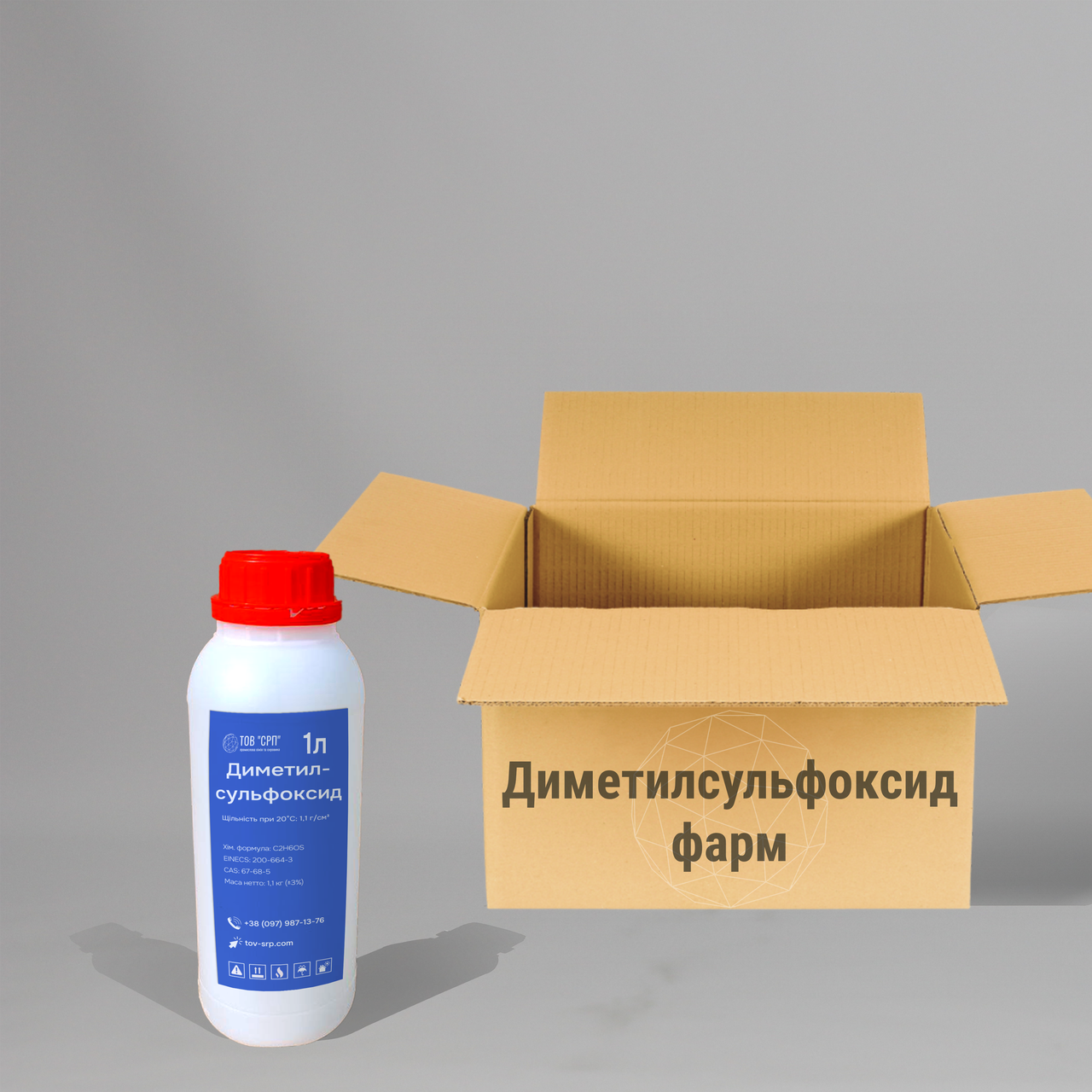 Диметилсульфоксид (ДМСО) фарм у флаконах 1л (у коробці 16 флаконів)