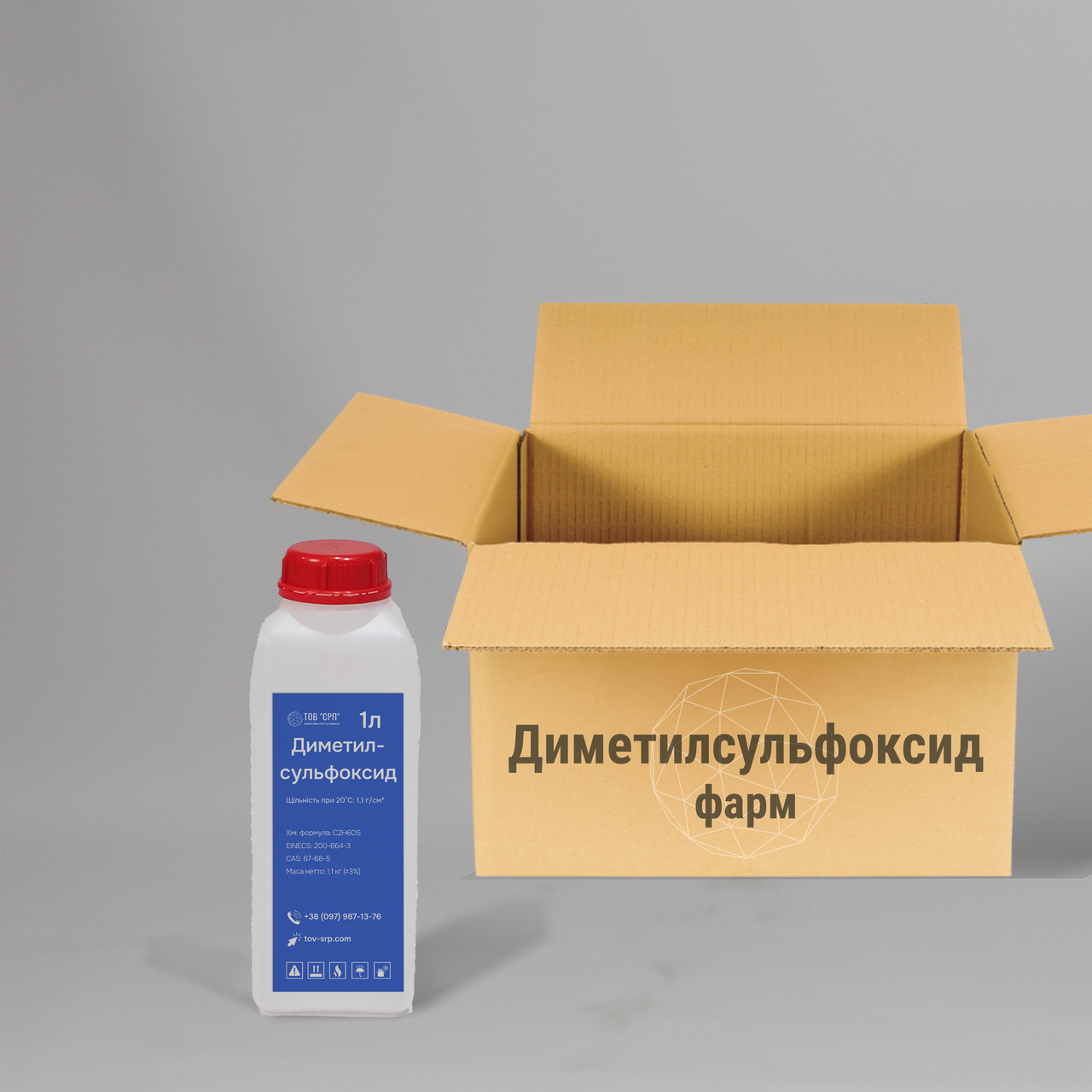 Диметилсульфоксид (ДМСО) фарм у флаконах 1л (у коробці 20 флаконів)