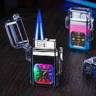Запальничка з годинником герб України два полум'я з підсвічуванням + водонепроникна в подарунковій упаковці 723U1, фото 3