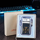 Запальничка з годинником герб України два полум'я з підсвічуванням + водонепроникна в подарунковій упаковці 723U1, фото 2