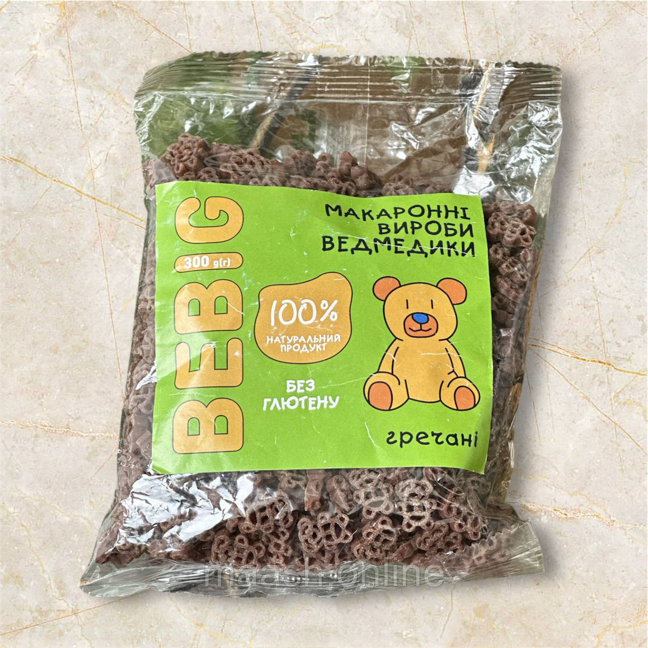 Макарони фігурки з зеленої гречки BeBig, 300г