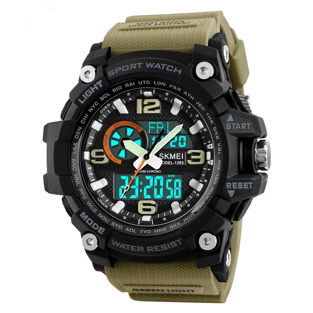 Годинник Скмеі 1283 Black-Khaki Wristband.