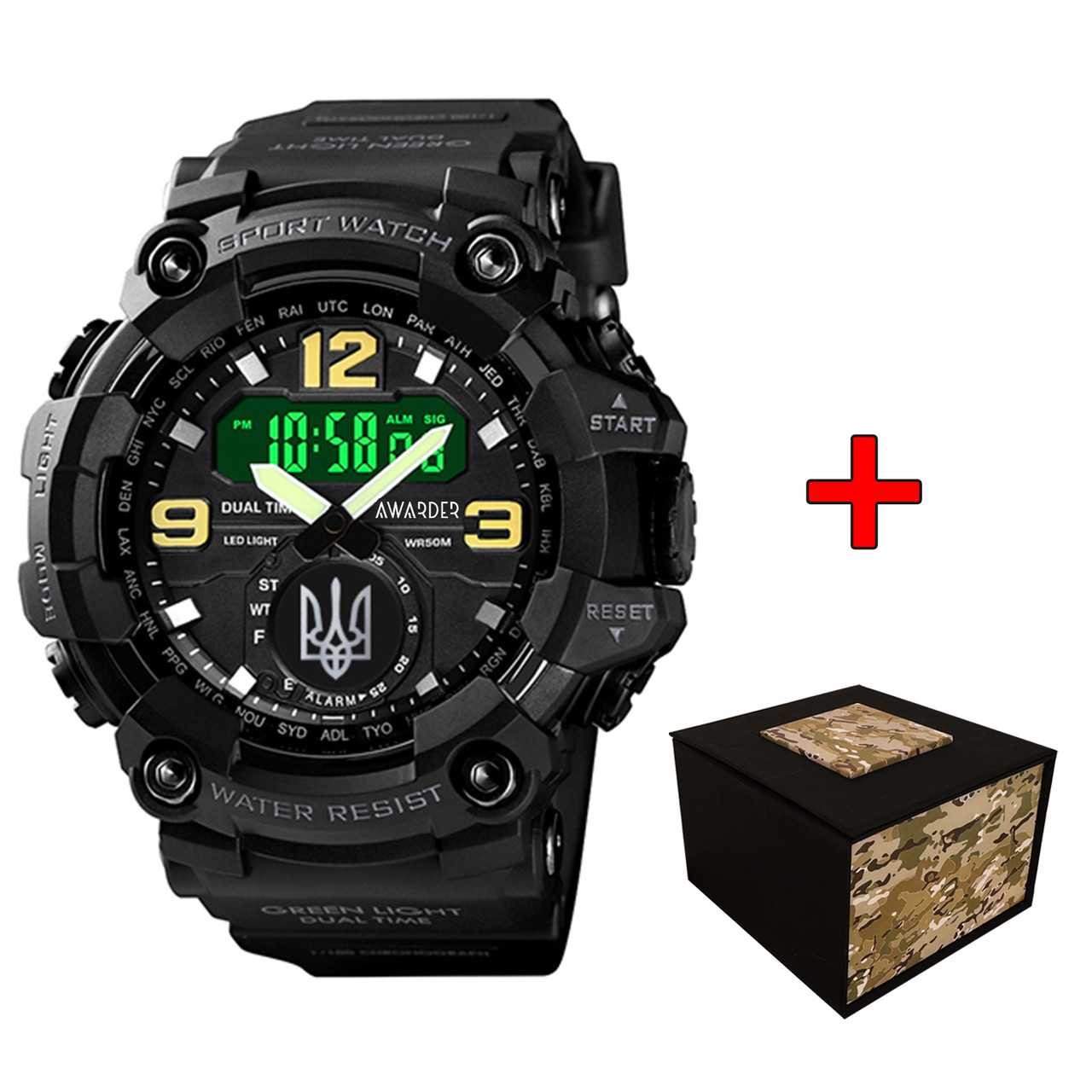 Годинник Авандер004 Тризуб срібло Black