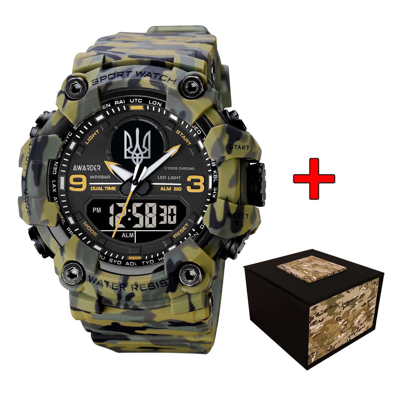 Годинник Авандер001 Тризуб срібло Camo Green