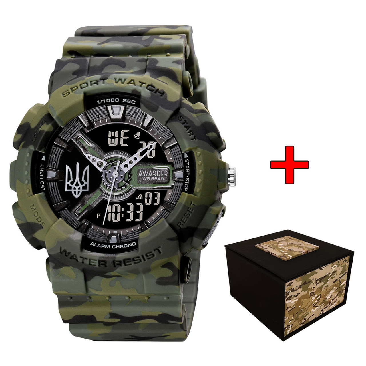 Годинник Авандер005 Тризуб срібло Camo Green