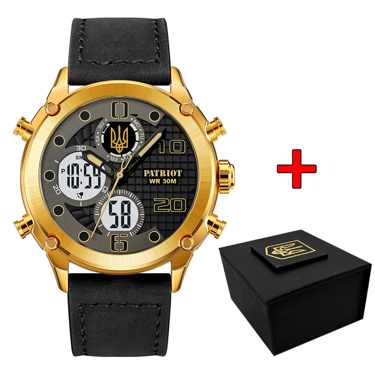 Годинник Патріот 017GDBK Тризуб золото Gold-Black.