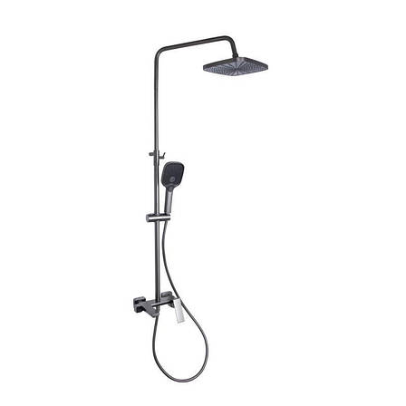 Душова система універсальна Qtap Gemini на три споживачі (з виливом) QTGEM111GMB45688 Gunmetal Black PVD, фото 1