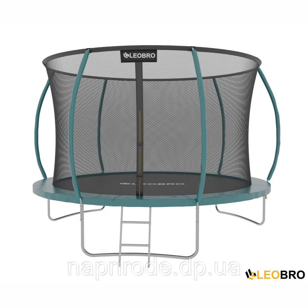 Батут із внутрішньою захисною сіткою 252 см LEOBRO Premium Pro 8FT GREEN для дітей на дачу в приватний будинок