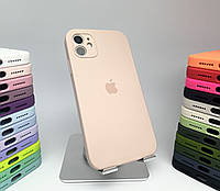 Чехол на айфон 11 квадратные бортики silicone case для iphone 11 силиконовый pink sand пудровый cover square