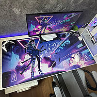 Величезний килимок 1200х600 для миші та клавіатури YLXXL1 Cyberpunk на весь комп'ютерний стіл ігрова поверхня