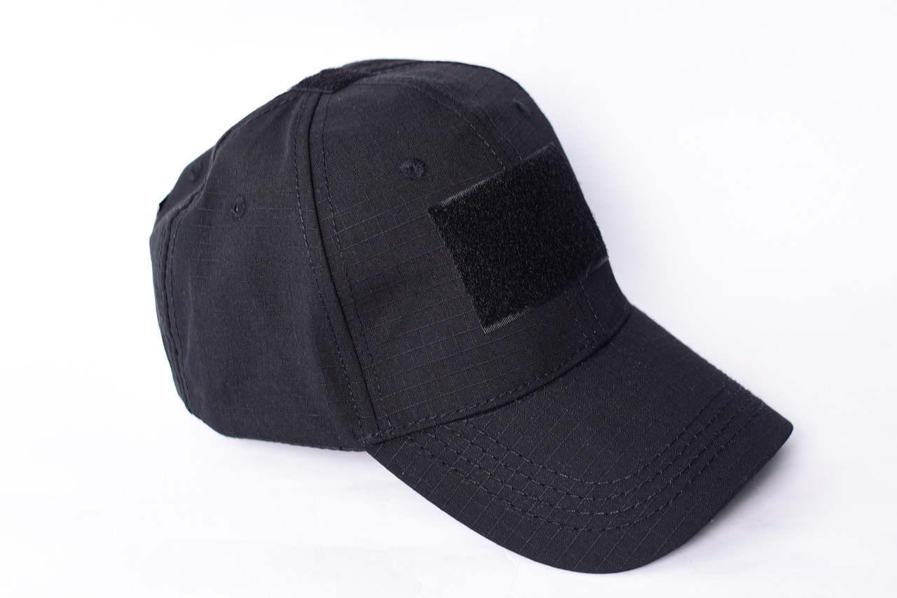 Бейсболка чоловіча 56-60р з липучками для шевронів чорна, фото 1