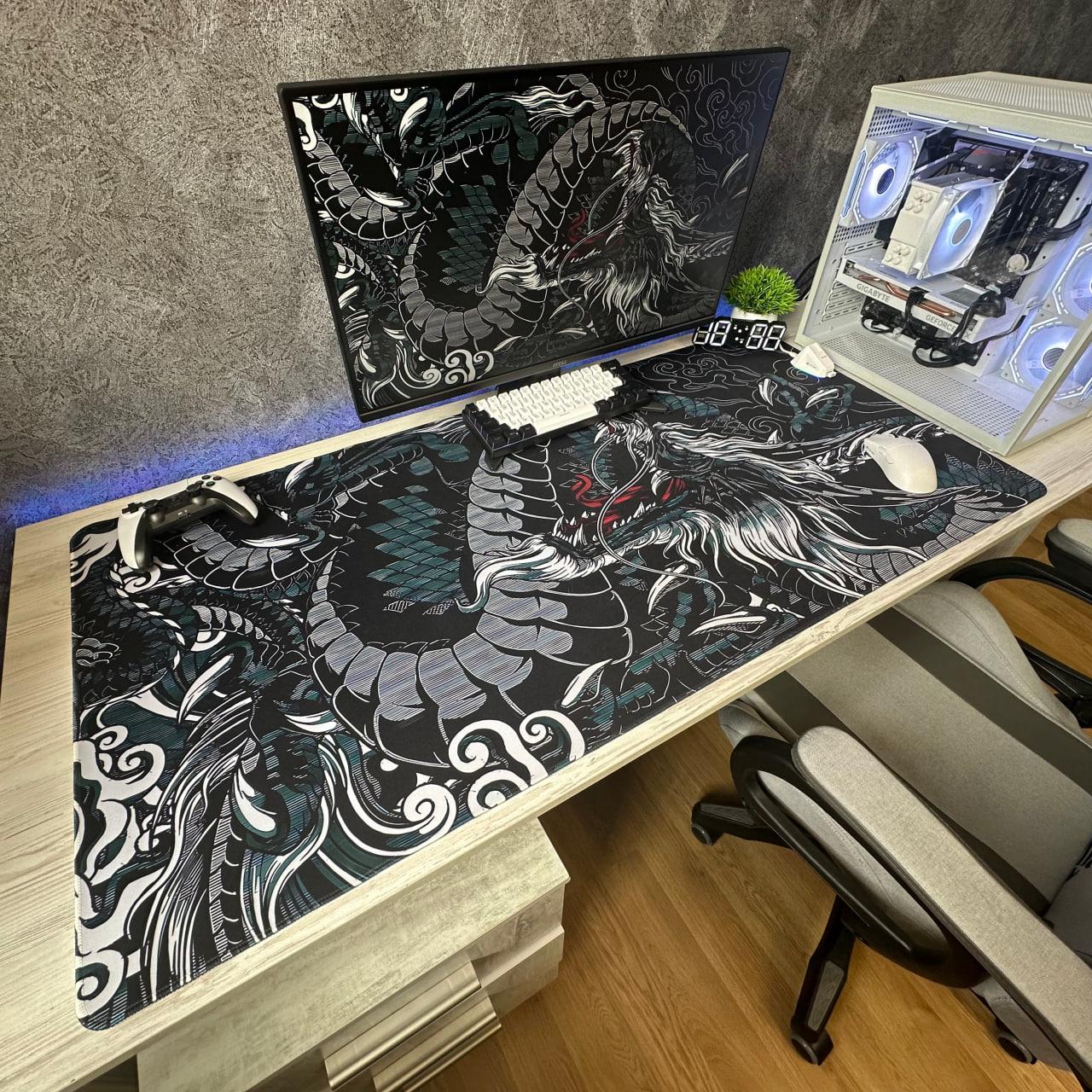 Величезний килимок 1200х600 для миші та клавіатури YLXXL5 Дракон на весь комп'ютерний стіл ігрова поверхня, фото 1