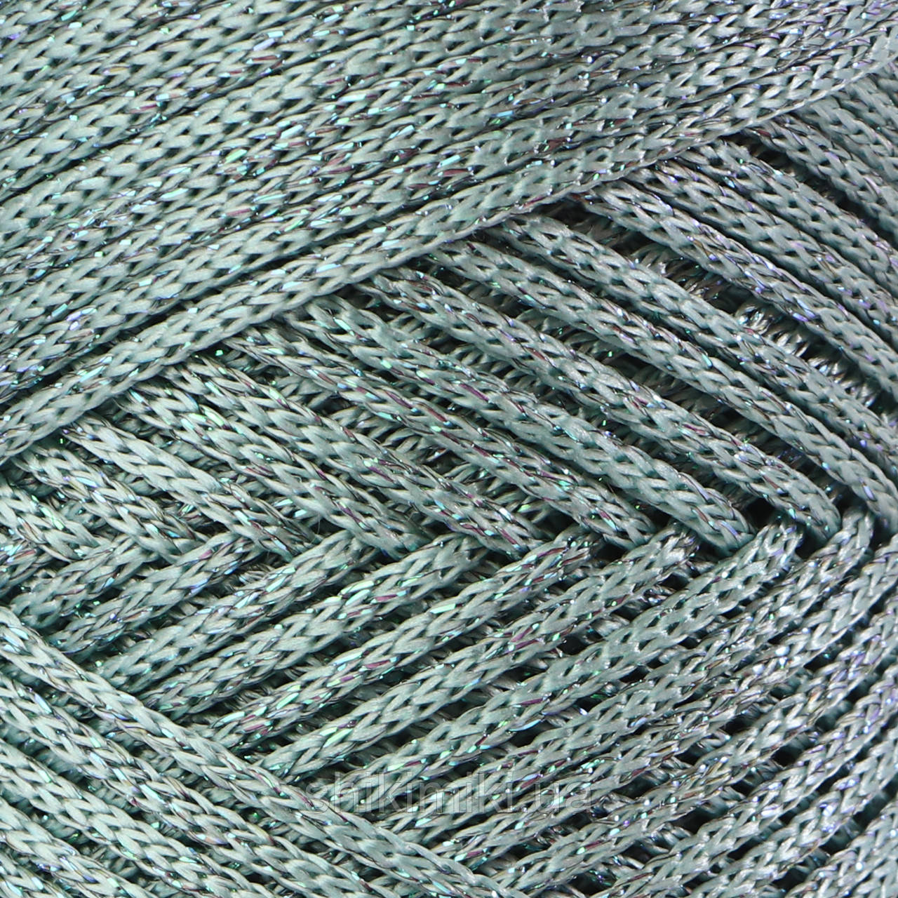 Трикотажний шнур з люрексом PP Macrame Glitter, колір Ментол, фото 1