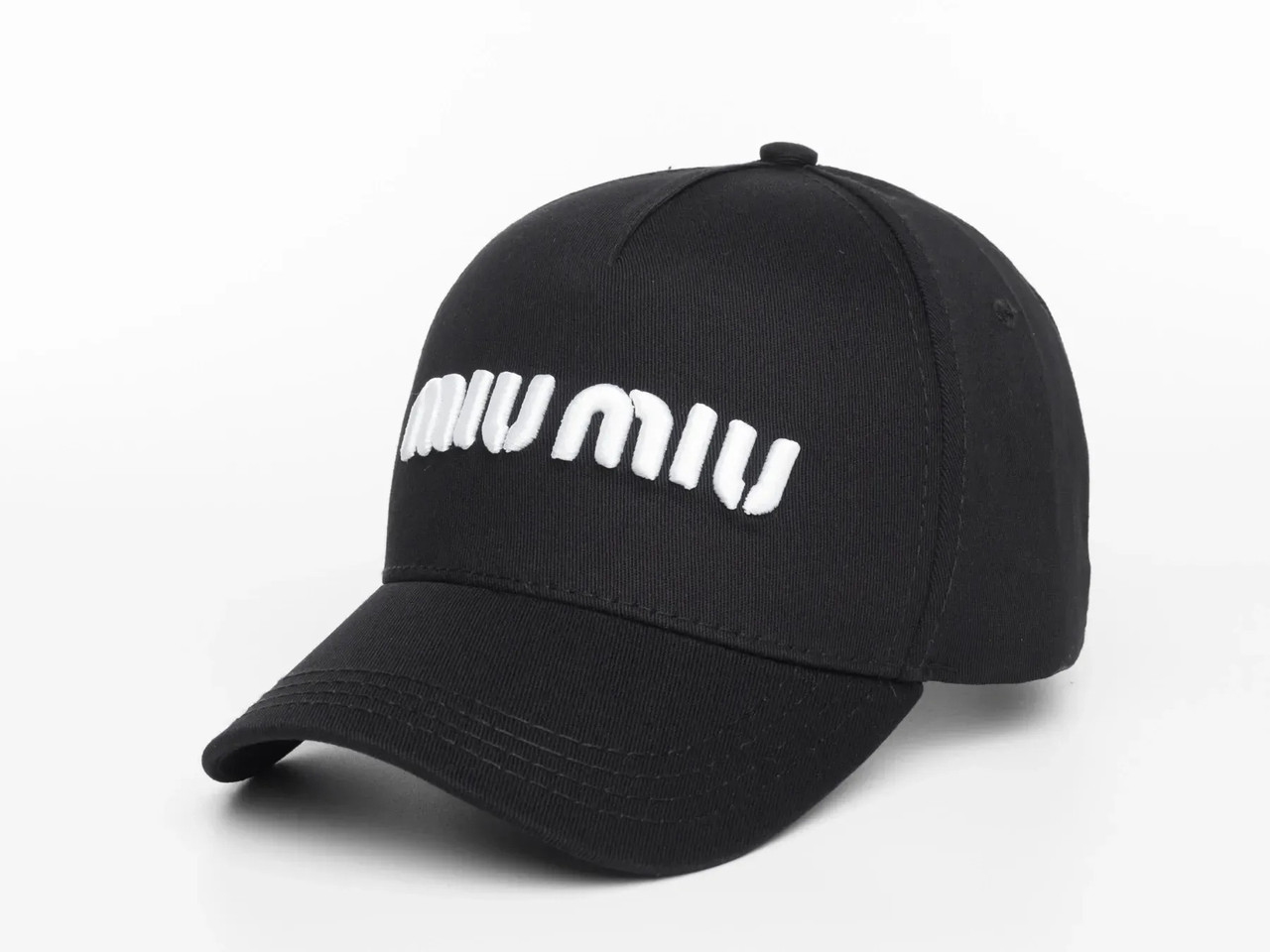 Бейсболка унісекс у чорному кольорі з білим логотипом MIU, фото 1