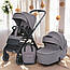 Коляска дитяча 2 в 1 люлька/прогулянковий блок, дощовик, москітна сітка, сумка, ME 1126 GENESIS Taupe Gray, фото 2