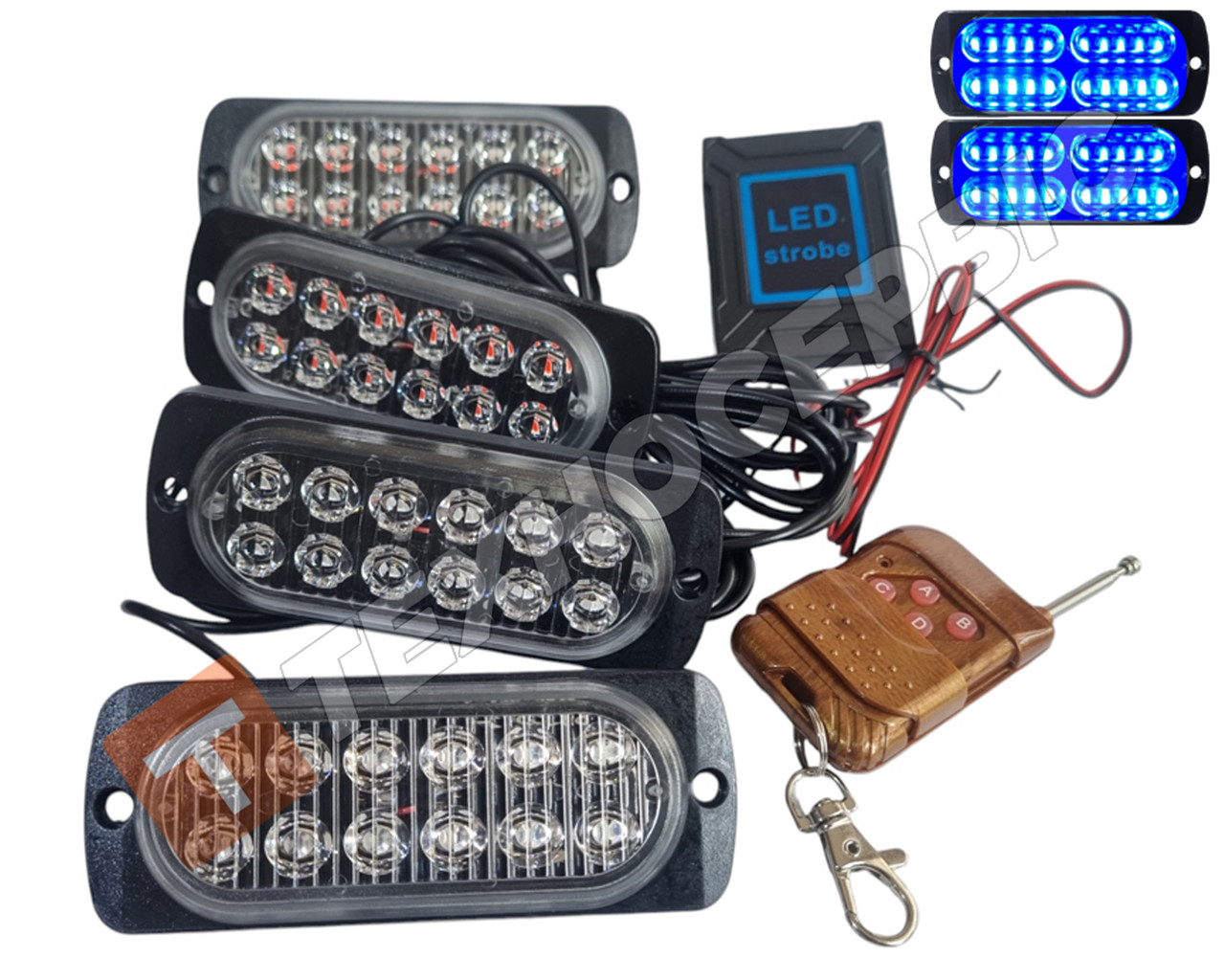 Стробоскоп синій-синій в решітку автомобіля 48LED 12v