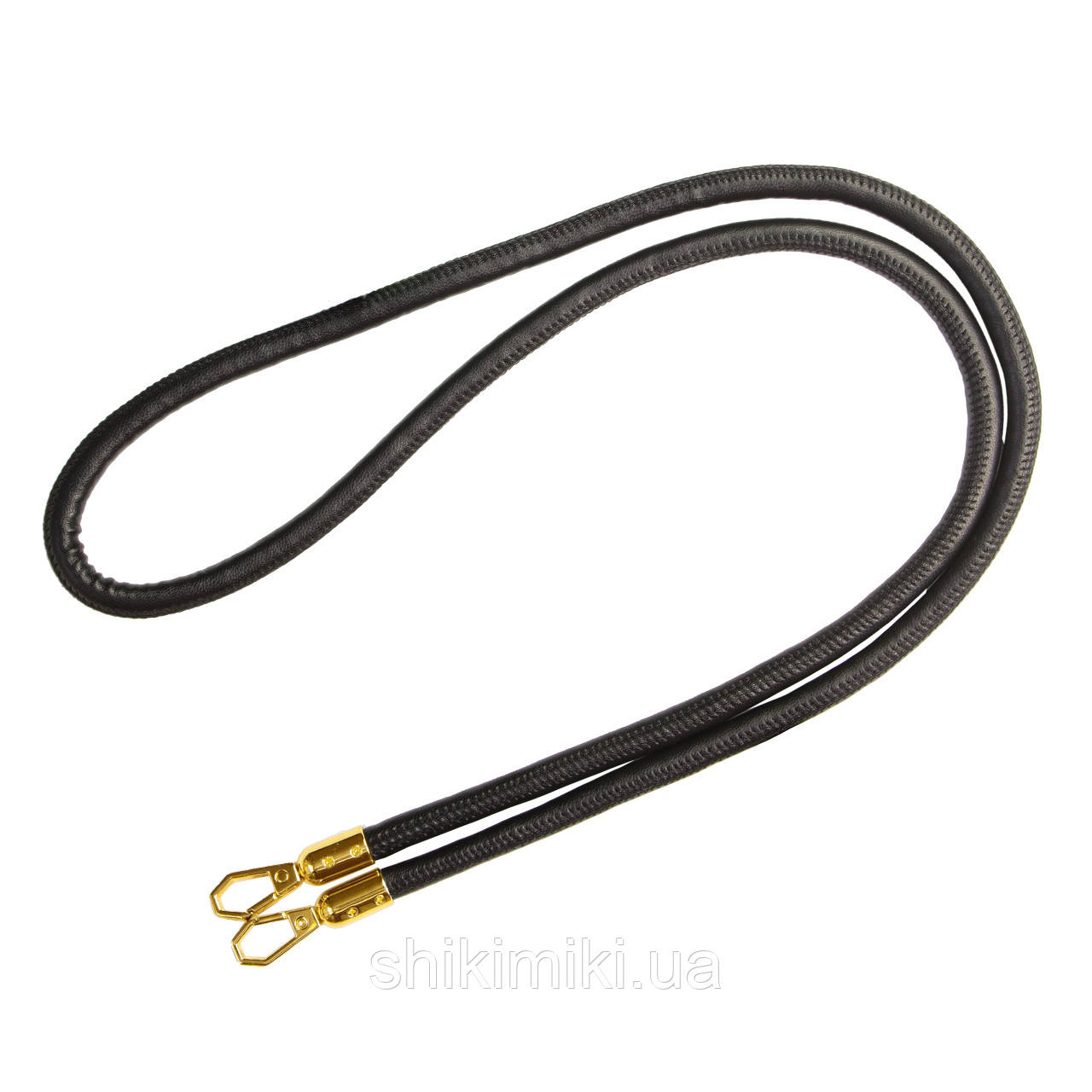 Ручка для сумки RKZ-206/3 з карабінами (115 см), колір чорний + золото, фото 1