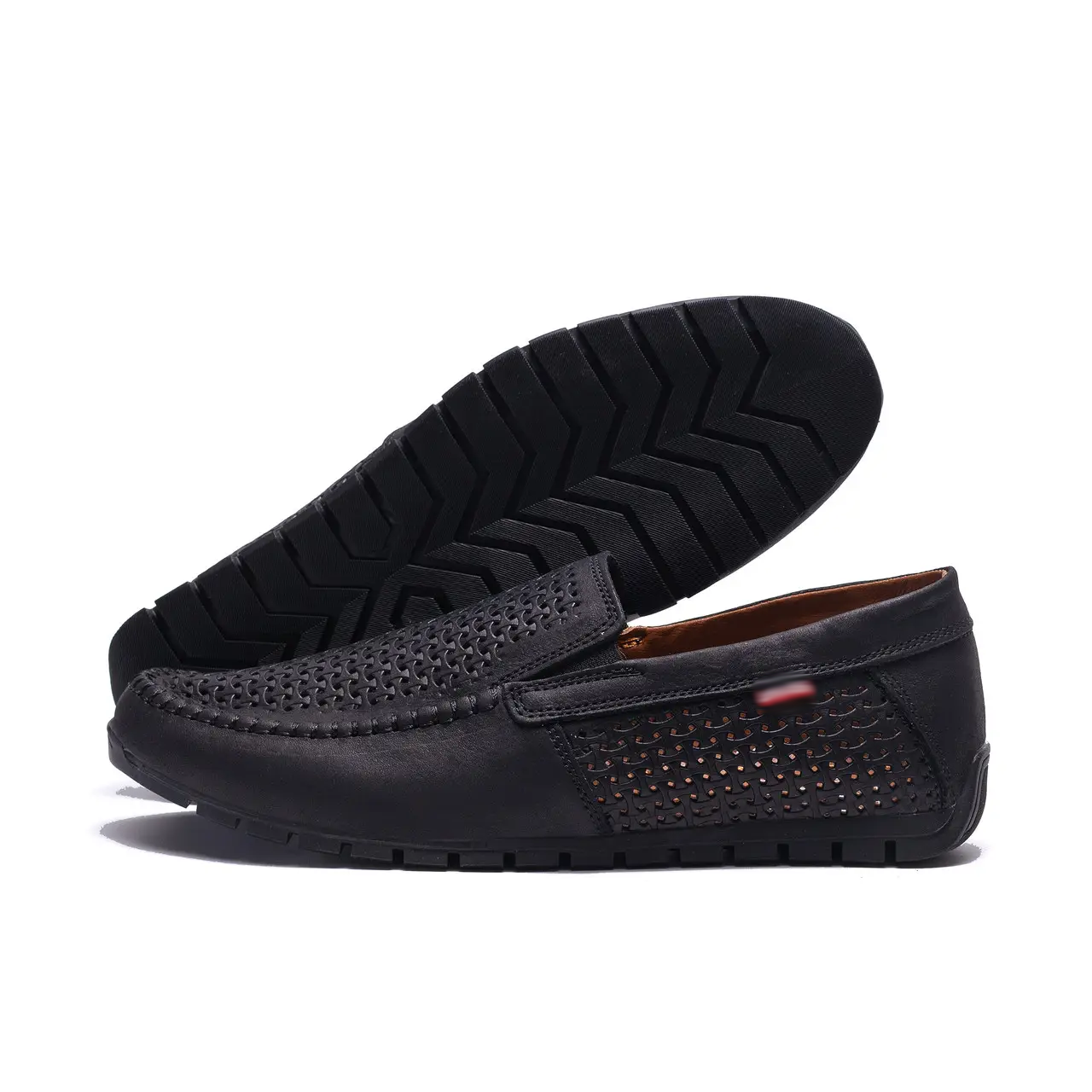 Чоловічі літні шкіряні мокасини LS перфорація Black
