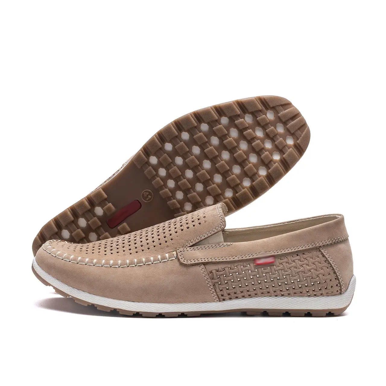 Чоловічі літні шкіряні мокасини LS перфорація Beige