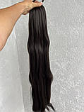 Накладний хвіст темно-коричневий прямий No4 на гумці шиньйон термосхідний рівний, фото 3