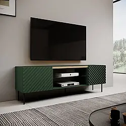 Тумба під телевізор з рефленими фасадами ONDA 180 CAMA зелена
