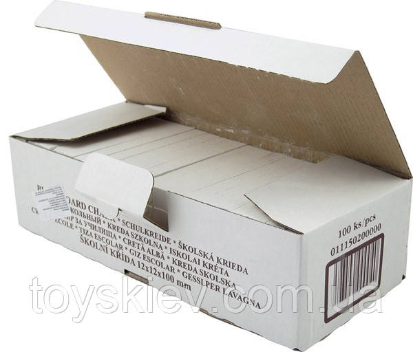 Мел білий, квадратний, 12х12х100 мм, 100 шт., фото 1