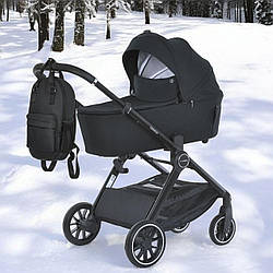 Коляска дитяча 2 в 1 люлька/прогулянковий блок, дощовик, москітна сітка, сумка, ME 1126 GENESIS Jet Black