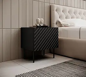 Приліжкові тумби чорні ONDA CAMA рефлені фасади (2шт.)