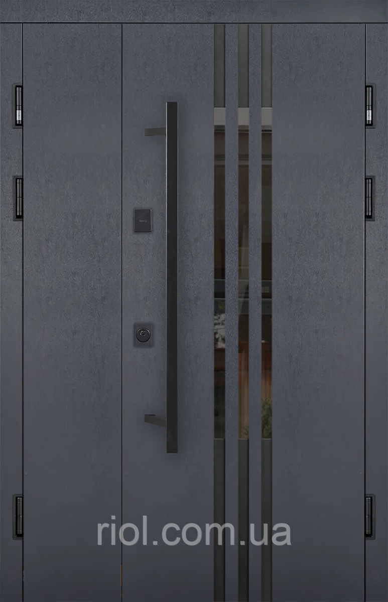 Полуторні вхідні двері з терморозривом Revolution Termix Антрацит, фото 1