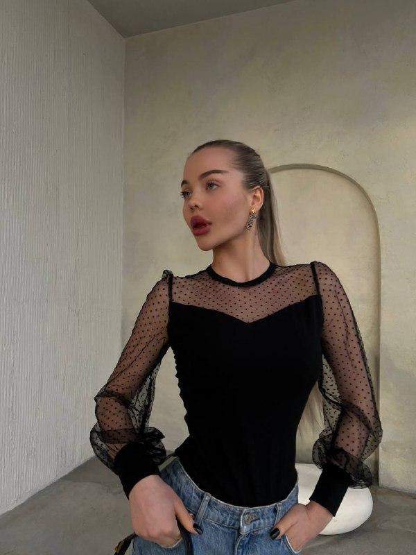 Жіноче ніжне боді; Колір: чорний; Розміри: S,M,L, XL;, фото 1