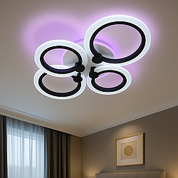 ЛЕД люстра  Vatan Light 76W до 18 кв.м колір Чорний 1126/2+2 BK 3color