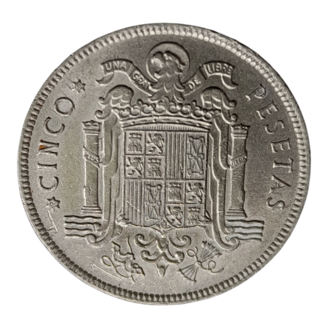 Іспанія 5 песет, 1949 50 всередині зірки (1950)