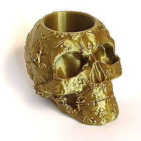 Підставка для канцтоварів Череп 3D, 7 см/ Оригінальна підставка для пензликів