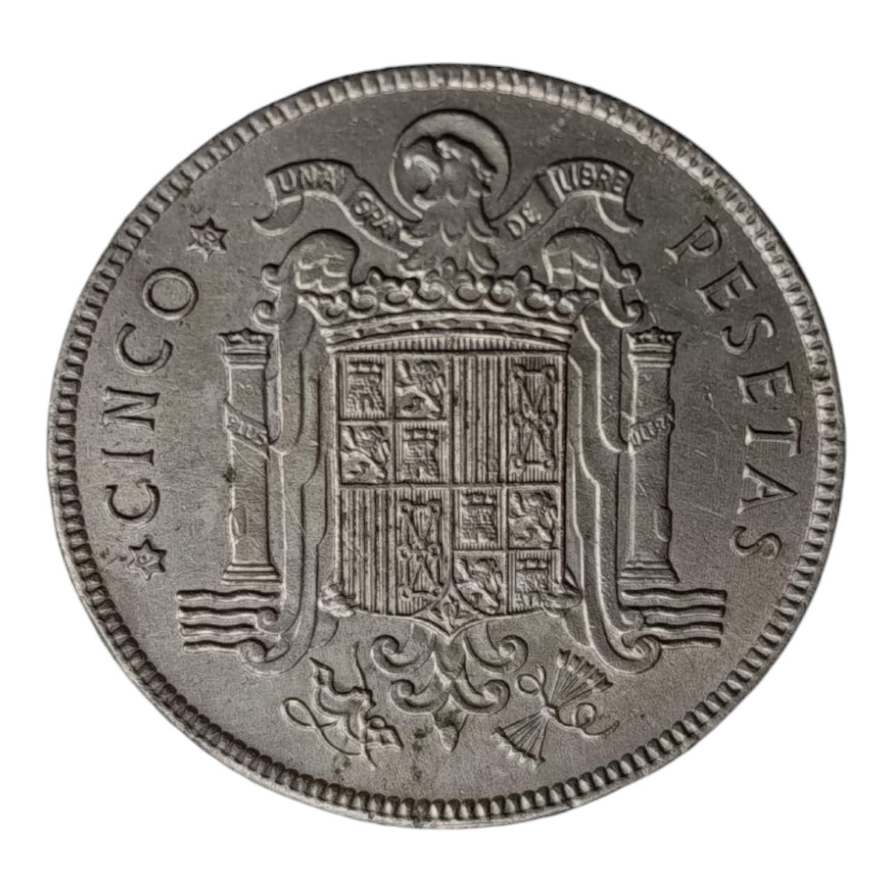 Іспанія 5 песет, 1949 50 всередині зірки (1950)